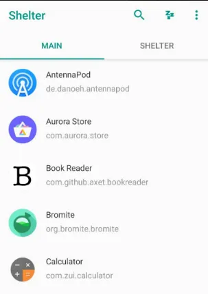 Shelter work profile apps on Android